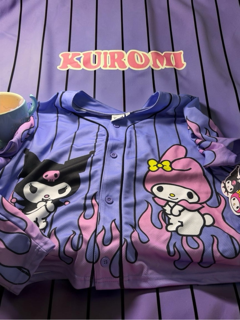 Hello Kitty & Friends Kuromi My Melody Purple Baseball Jersey